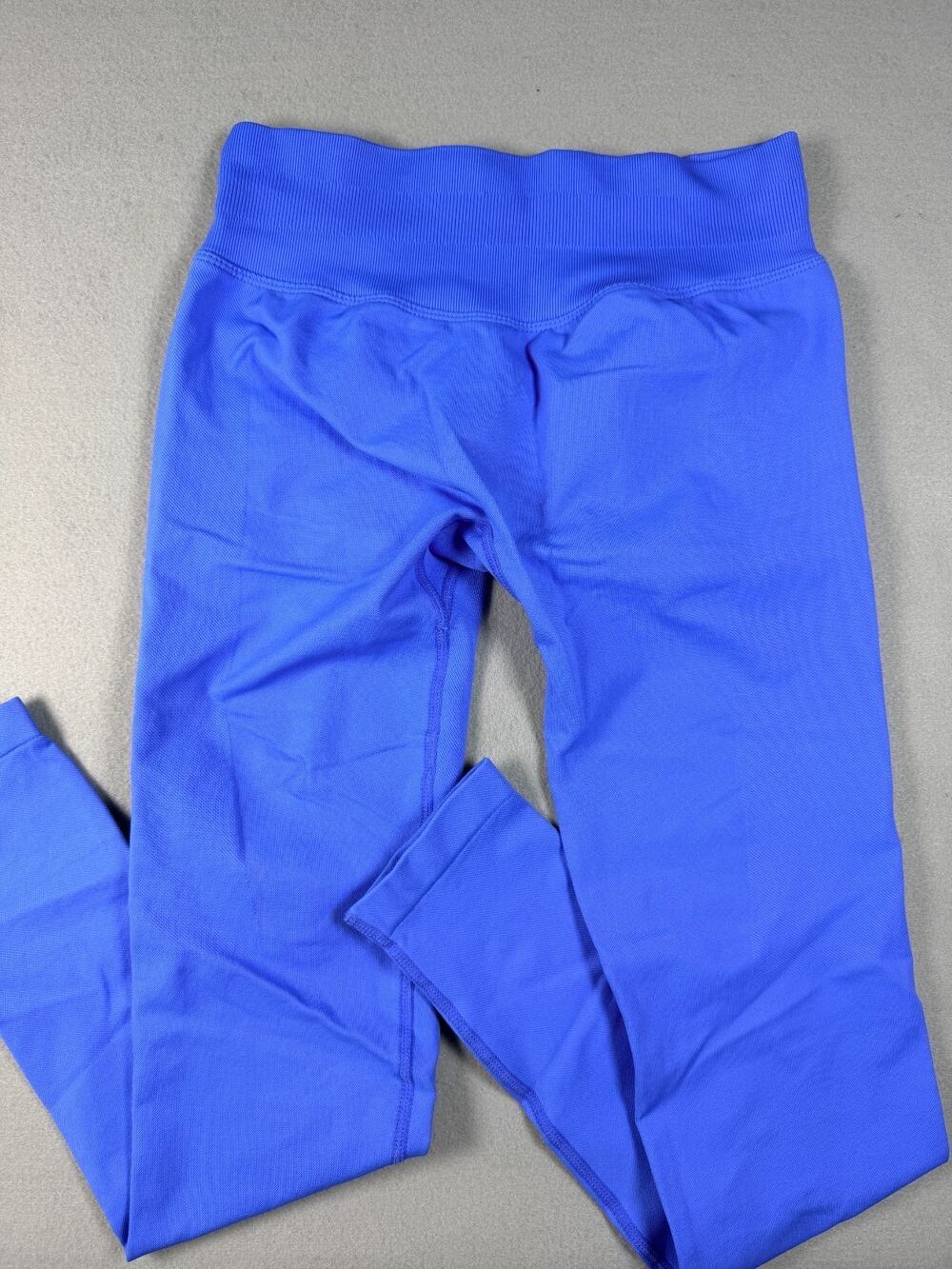 Bright Blue Scrunch Butt Compression Leggings Womens Small Seamless 25"
